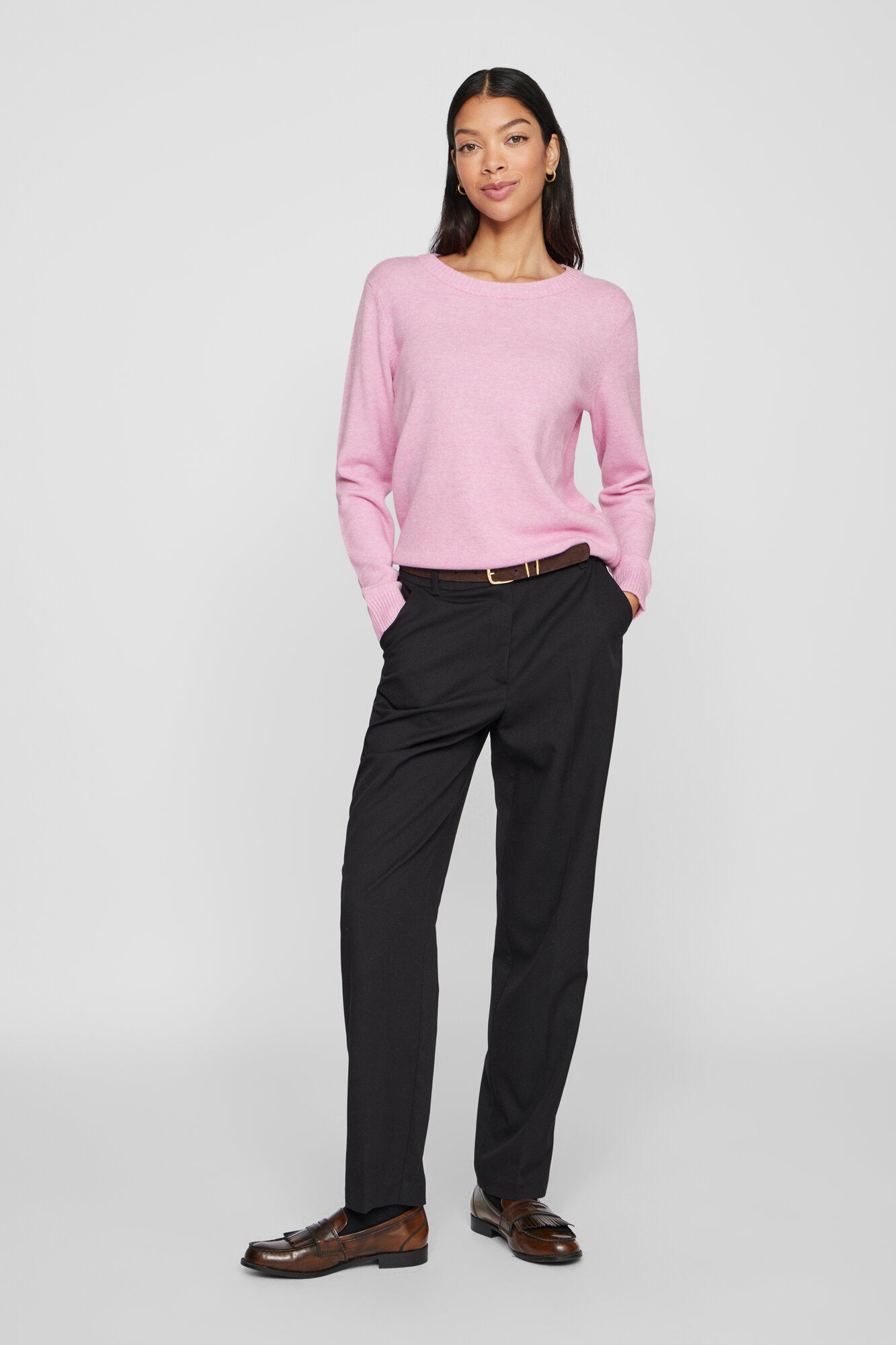 Viril O-Neck L/S striktrøje - Bonbon